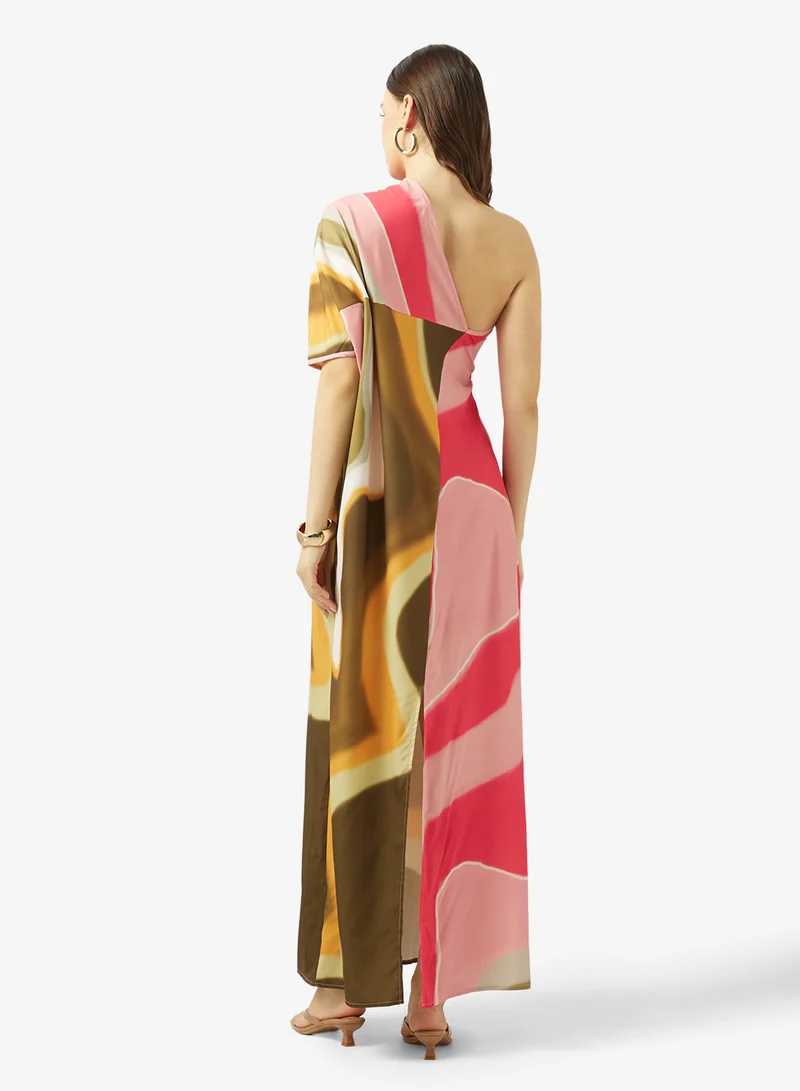 Ginger One Shoulder Printed Resort Dress